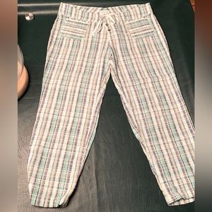 Sundance summer light weight pants with drawstring waist and button closure